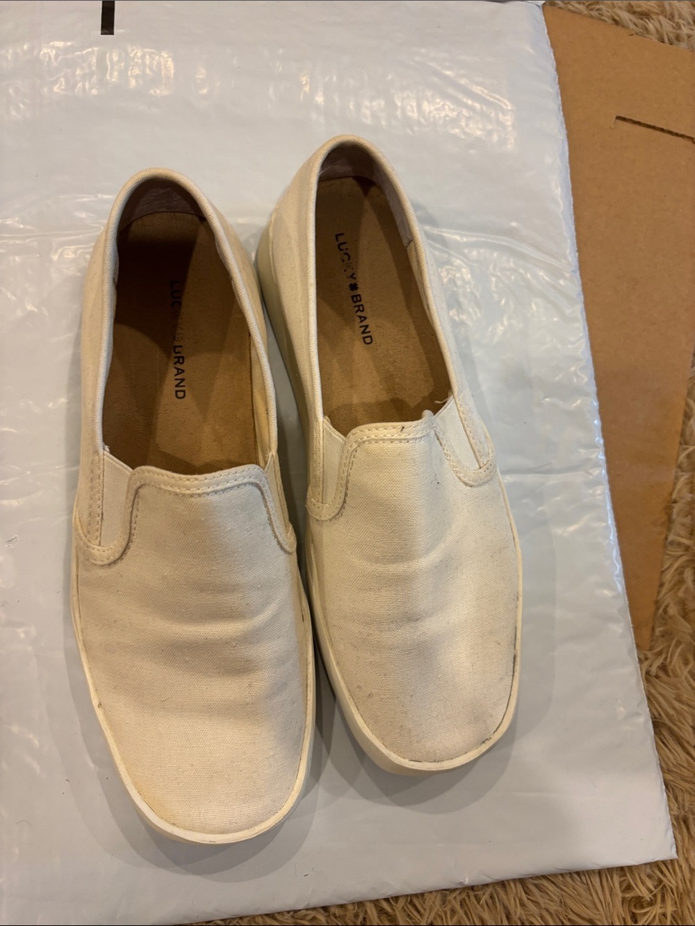 Lucky Brand Cream Slip-On Canvas Shoes
